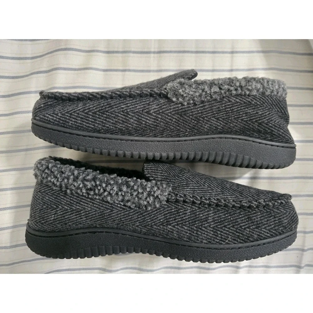 New‎ Men's Dearfoams Slip On Memory Foam Slippers, House Shoes, Gray Medium 9-10